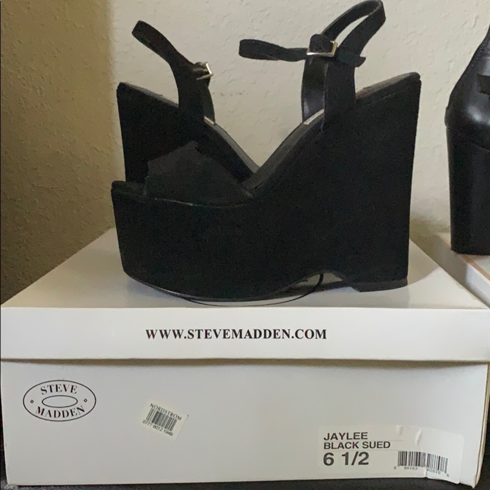 Steve Madden Jaylee black suede platform wedge